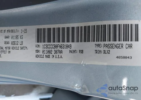 2015 Chrysler 200 C из США, поврежденный, VIN 1C3CCCCB0FN631849